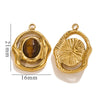 Natural Stone Oval Pendant Titanium Steel Plated 18K Real Gold Diy Hanging Card Accessories