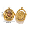 Natural Stone Oval Pendant Titanium Steel Plated 18K Real Gold Diy Hanging Card Accessories