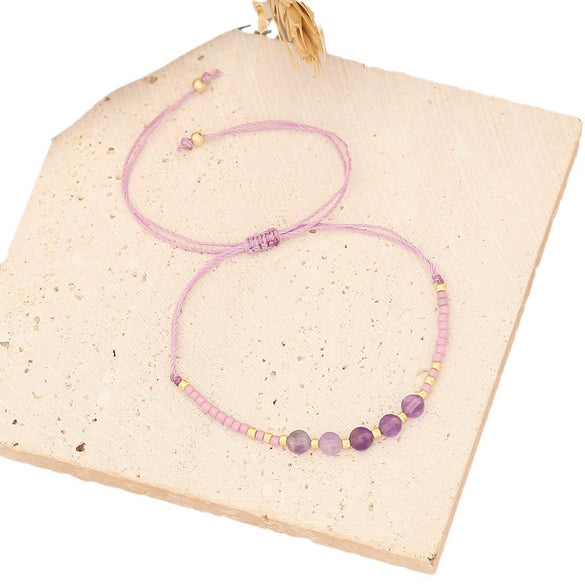 Natural Stone Rice Beads Woven Bohemian Bracelet With Geometric Pattern