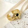 Natural Stone Ring Stainless Steel Geometric Electroplating Unisex Fashion
