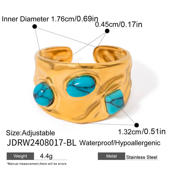 Natural Stone Ring Titanium Steel Non Fading Ring