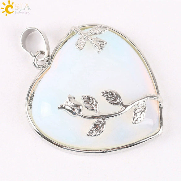 Natural Stone Rose Heart Pendant Necklace With Ball Chain Minimalist Electroplated Copper Accessories