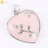 Natural Stone Rose Heart Pendant Necklace With Ball Chain Minimalist Electroplated Copper Accessories
