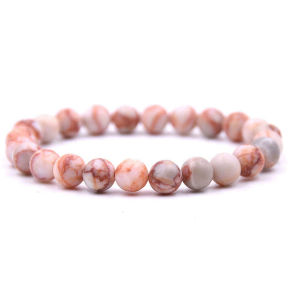 Natural Stone Round Bead Single Ring Bracelet