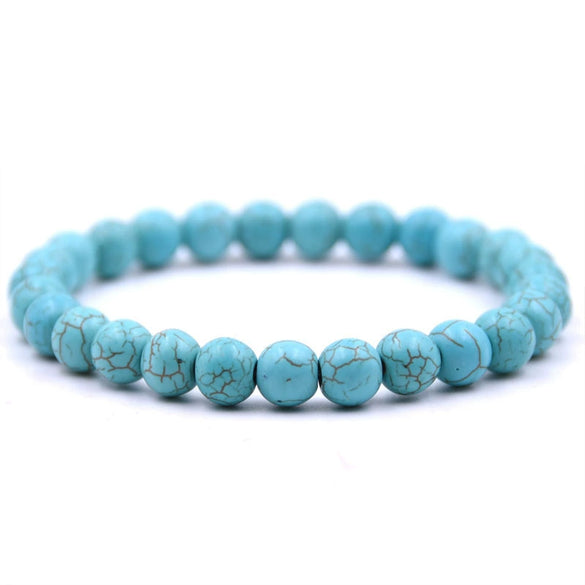 Natural Stone Round Bead Single Ring Bracelet
