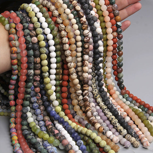 Natural Stone Round Beads Electroplated Jewelry Making Accessories For Handmade Bracelet And Necklace