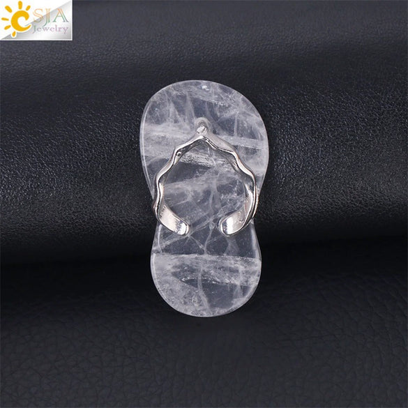 Natural Stone Slipper Pendant Necklace With Polished Copper Accessories Beach Style Necklace For Women And Couples
