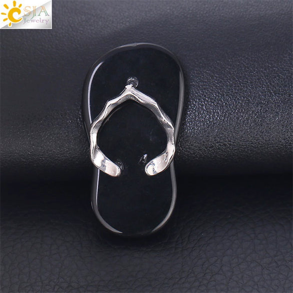 Natural Stone Slipper Pendant Necklace With Polished Copper Accessories Beach Style Necklace For Women And Couples