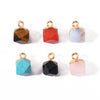 Natural Stone Square Faceted Pendant Diy Jewelry Accessories Handmade With Electroplating For Necklace Earrings