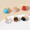 Natural Stone Square Faceted Pendant Diy Jewelry Accessories Handmade With Electroplating For Necklace Earrings