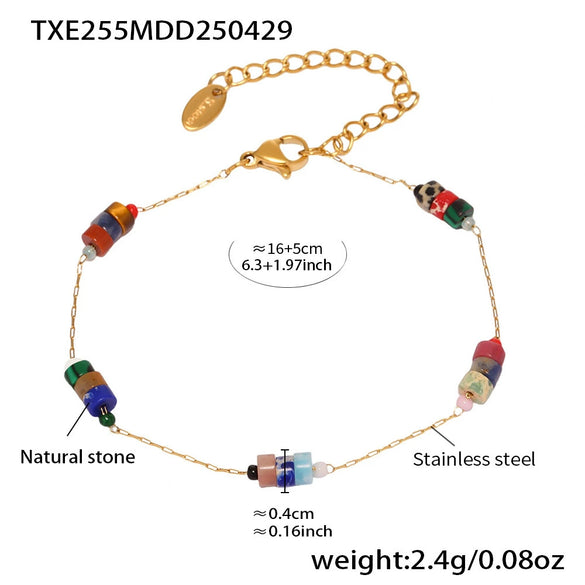 Natural Stone 316L Stainless Steel 18K Gold Plated Necklace And Bracelet Fashion Personality Jewelry