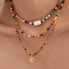 Natural Stone 316L Stainless Steel Love Collarbone Necklace And Bracelet With Gold Beads Electroplating For Women