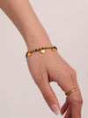Natural Stone 316L Stainless Steel Love Collarbone Necklace And Bracelet With Gold Beads Electroplating For Women