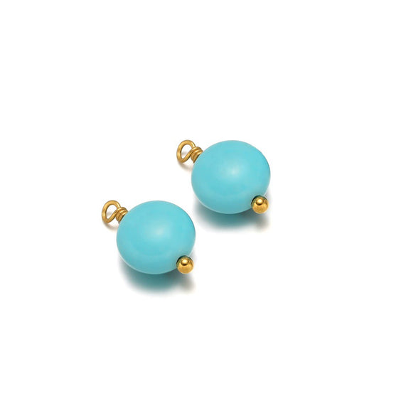 Natural Stone Stainless Steel Round Pendant Electroplated Diy Jewelry Bracelet Necklace Accessories