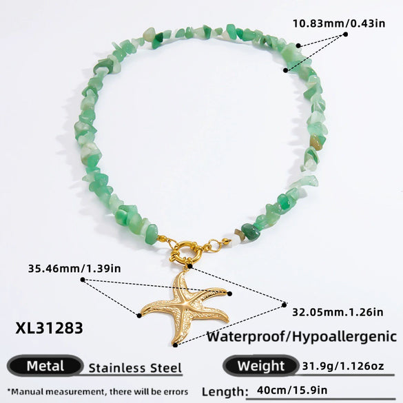 Natural Stone Stainless Steel Starfish Clavicle Chain Necklace For Women Electroplated Niche Light Luxury Non Fading