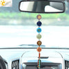 Natural Stone Style Colorful Crystal Car Hanging Pendant With Flat Round Resin Gravel And Short Tassel Dripping Glue Ornament