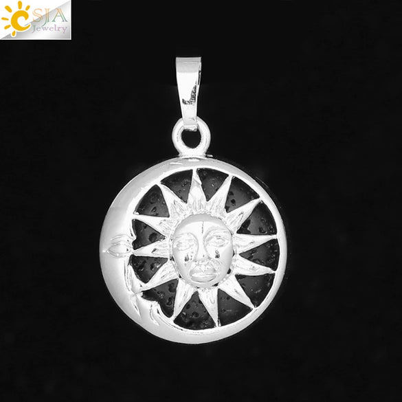 Natural Stone Sun And Moon Pendant Necklace With Alloy Accessories Electroplated Minimalist Crystal Jewelry