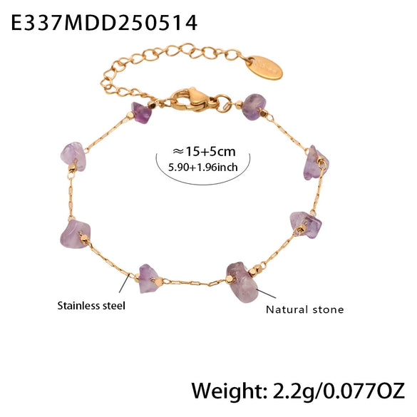 Natural Stone 316L Stainless Steel Gold Plated Pendant Necklace And Bracelet Fashion Jewelry Accessories