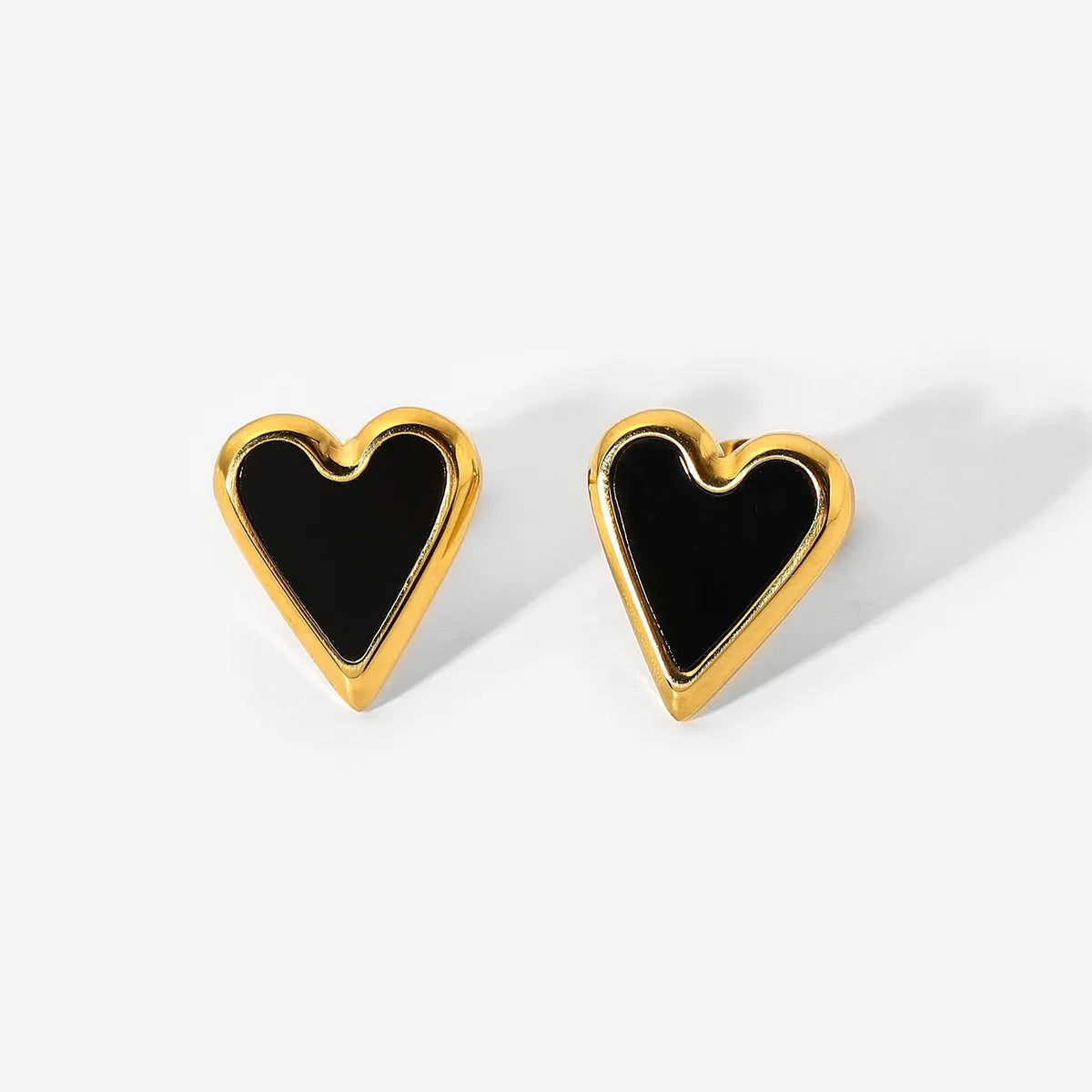 1 Pair Fashion Heart Plating Inlay Stainless Steel Shell Gold Plated Ear Studs