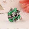 Natural Style Alloy Flower Ring With Diamond Look Rose Design Drop Oil Finish And Adjustable Open Band