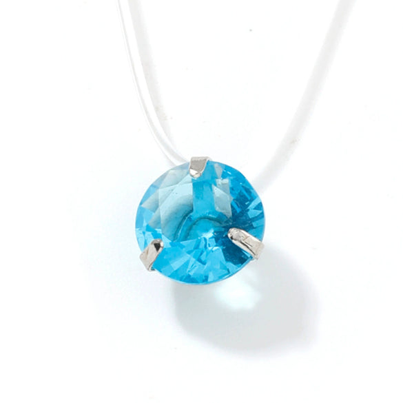Natural Style Copper Necklace With Transparent Line And Zircon Inlaid Drop Pendant Delicate Clavicle Chain