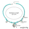 Natural Turquoise Beaded Jewelry Geometric Bohemian Style Double Layer Drop Pendant Necklace With Electroplating