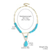 Natural Turquoise Beaded Jewelry Geometric Bohemian Style Double Layer Drop Pendant Necklace With Electroplating