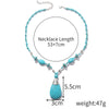 Natural Turquoise Beaded Jewelry Geometric Bohemian Style Double Layer Drop Pendant Necklace With Electroplating