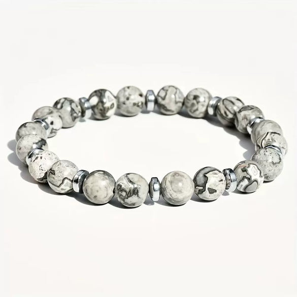 Natural White Pine Blue Pine Elastic String Beaded Handmade Agate Bracelet With Animal Zodiac Pattern For Men And Women