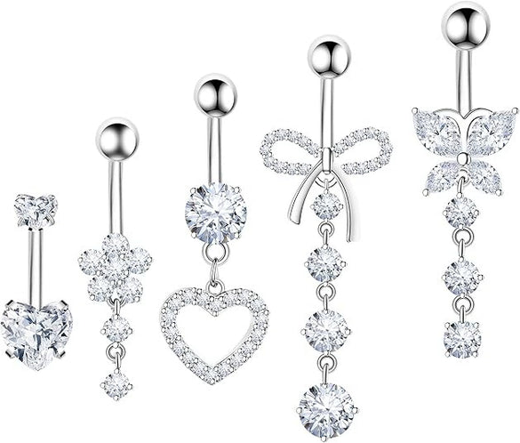 Navel Buckle Piercing Navel Nail Stainless Steel Copper With New Zircon Geometric Hip Hop Style Electroplated