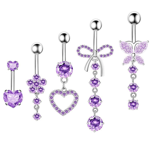 Navel Buckle Piercing Navel Nail Stainless Steel Copper With New Zircon Geometric Hip Hop Style Electroplated