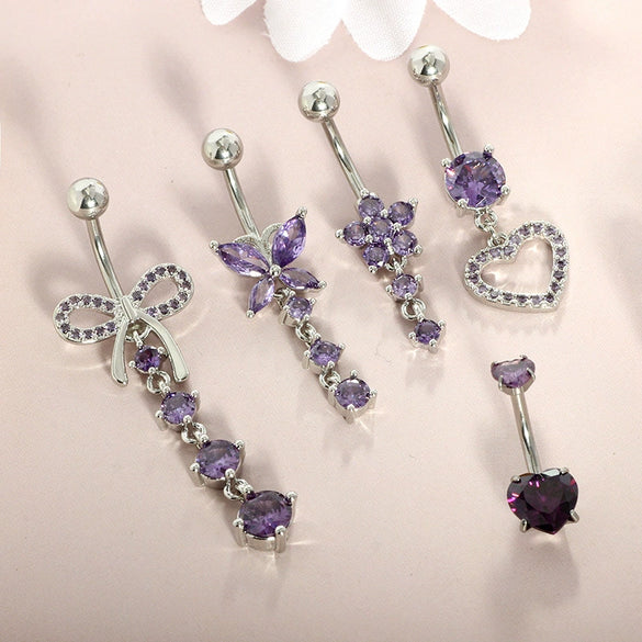 Navel Buckle Piercing Navel Nail Stainless Steel Copper With New Zircon Geometric Hip Hop Style Electroplated