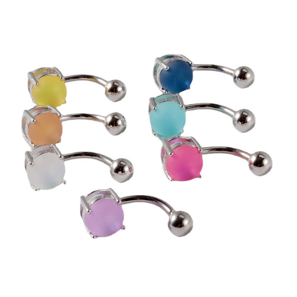 Navel Ornament Stainless Steel Geometric Polished Unisex Candycolored Outer Tooth Navel Ring Frosted Navel Button Piercing