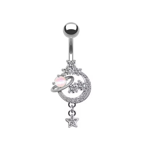 Navel Ring Jewelry Copper Heartshaped With Diamond Design