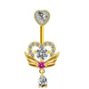 Navel Ring Jewelry Stainless Steel Hollow Heartshaped With Bat And Angel Wings Electroplating Design Unisex Animals Zodiac