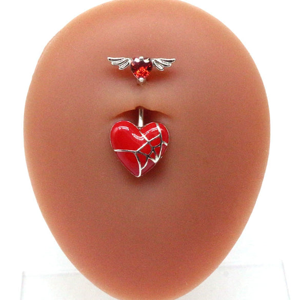 Navel Ring Jewelry Stainless Steel Hollow Heartshaped With Bat And Angel Wings Electroplating Design Unisex Animals Zodiac