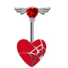 Navel Ring Jewelry Stainless Steel Hollow Heartshaped With Bat And Angel Wings Electroplating Design Unisex Animals Zodiac