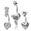 Navel Ring Piercing Jewelry Stainless Steel Heart Shaped Electroplating Zircon Set Letter Punk Style Unisex