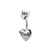 Navel Ring Piercing Jewelry Stainless Steel Heart Shaped Electroplating Zircon Set Letter Punk Style Unisex