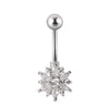 Navel Ring Stainless Steel Copper Inlaid Zircon Heart Shaped Flower Unisex Fashion Piercing Ornament