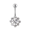Navel Ring Stainless Steel Copper Inlaid Zircon Heart Shaped Flower Unisex Fashion Piercing Ornament
