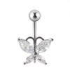 Navel Ring Stainless Steel Copper Inlaid Zircon Heart Shaped Flower Unisex Fashion Piercing Ornament