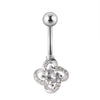 Navel Ring Stainless Steel Copper Inlaid Zircon Heart Shaped Flower Unisex Fashion Piercing Ornament