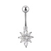 Navel Ring Stainless Steel Copper Inlaid Zircon Heart Shaped Flower Unisex Fashion Piercing Ornament