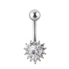 Navel Ring Stainless Steel Copper Inlaid Zircon Heart Shaped Flower Unisex Fashion Piercing Ornament