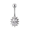 Navel Ring Stainless Steel Copper Inlaid Zircon Heart Shaped Flower Unisex Fashion Piercing Ornament