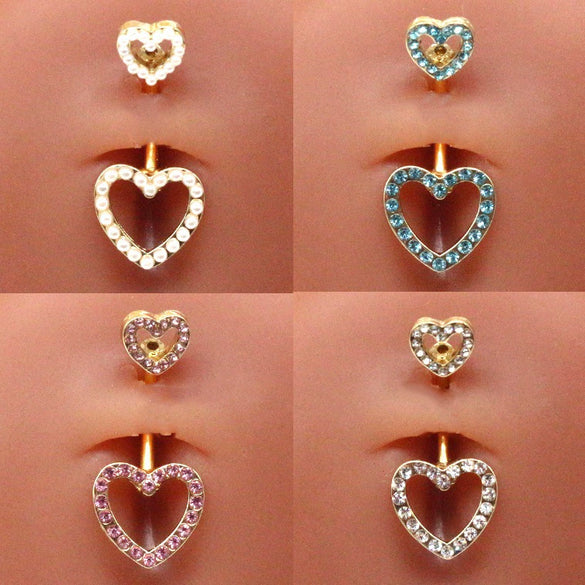 Navel Ring Stainless Steel Heart Shape Electroplating Body Piercing Jewelry