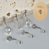 Navel Ring Stainless Steel Heart Shaped Inlaid Zircon Piercing Ornament