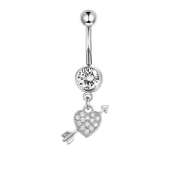 Navel Ring Stainless Steel Heartshaped Butterfly Pendant Electroplating Women's Jewelry
