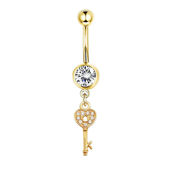 Navel Ring Stainless Steel Heartshaped Butterfly Pendant Electroplating Women's Jewelry